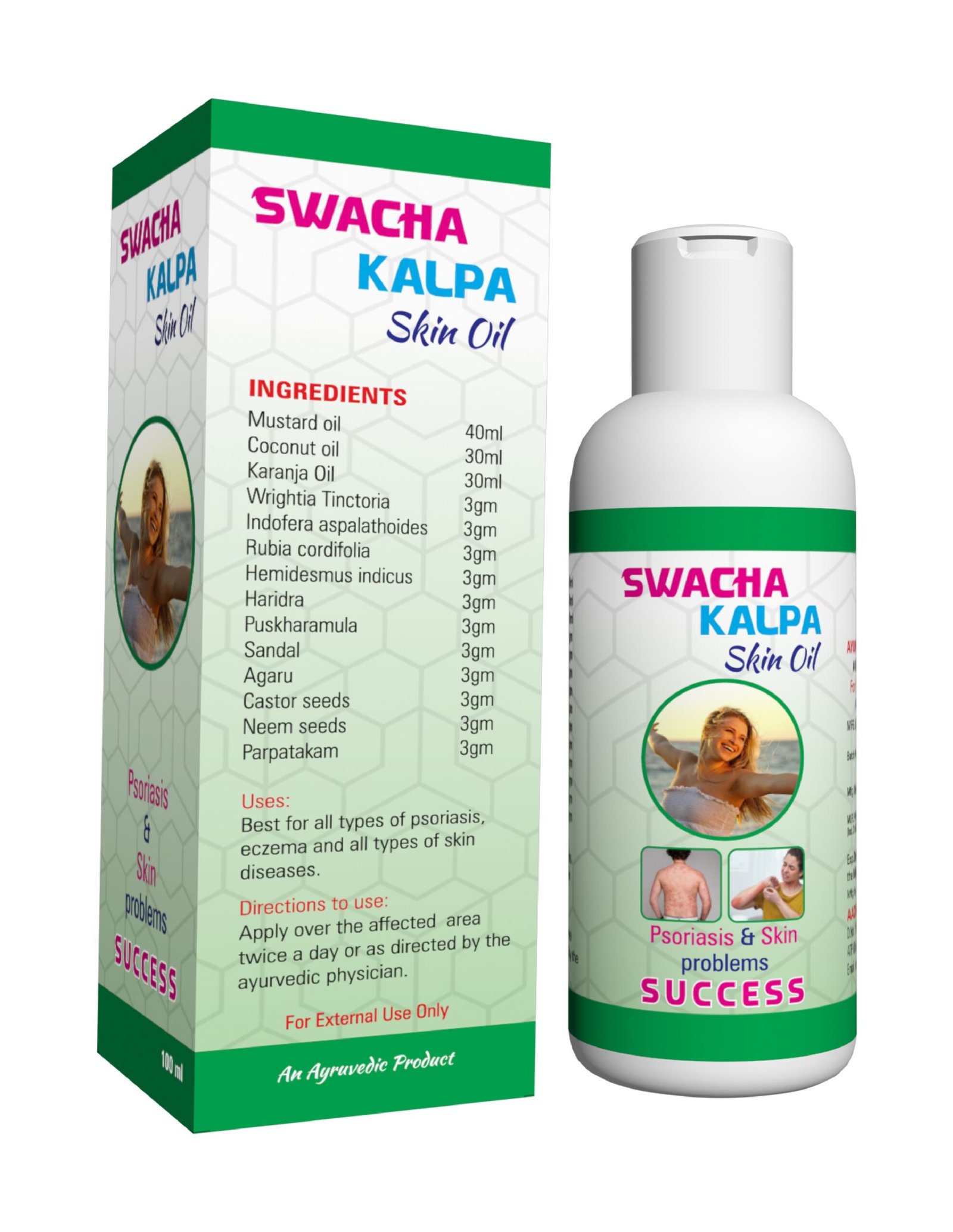 Swacha kalpa skin oil (pack of 2) & Rushi marga tablets (pack of 1-100 tablets) For blood purification, all types of psoriasis, eczema, ringworms, allergy bumps, and all types of skin concerns - Image 3